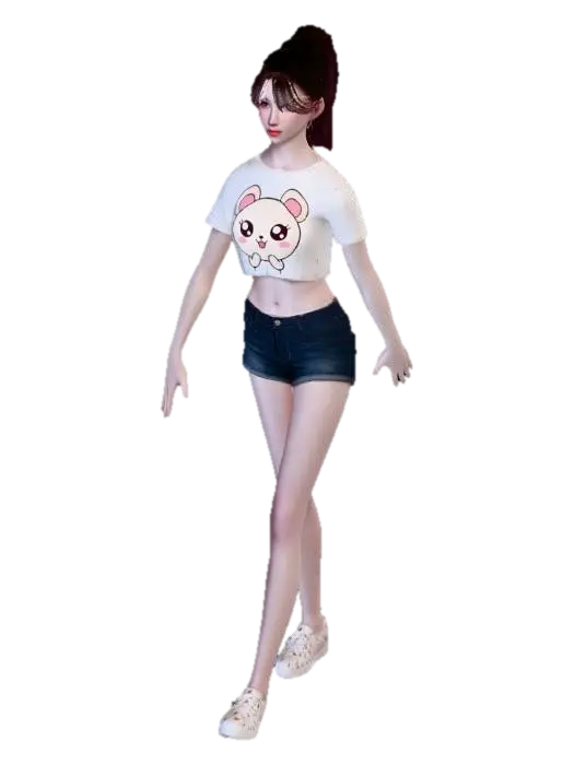 3D model for Bear Face Crop Top Look