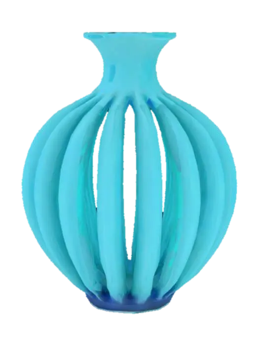Mid-Century Flower Vase with spiral flutes on the outside, thick outer walls, hollow… - Fluted 3D model, vytvořený pomocí AI