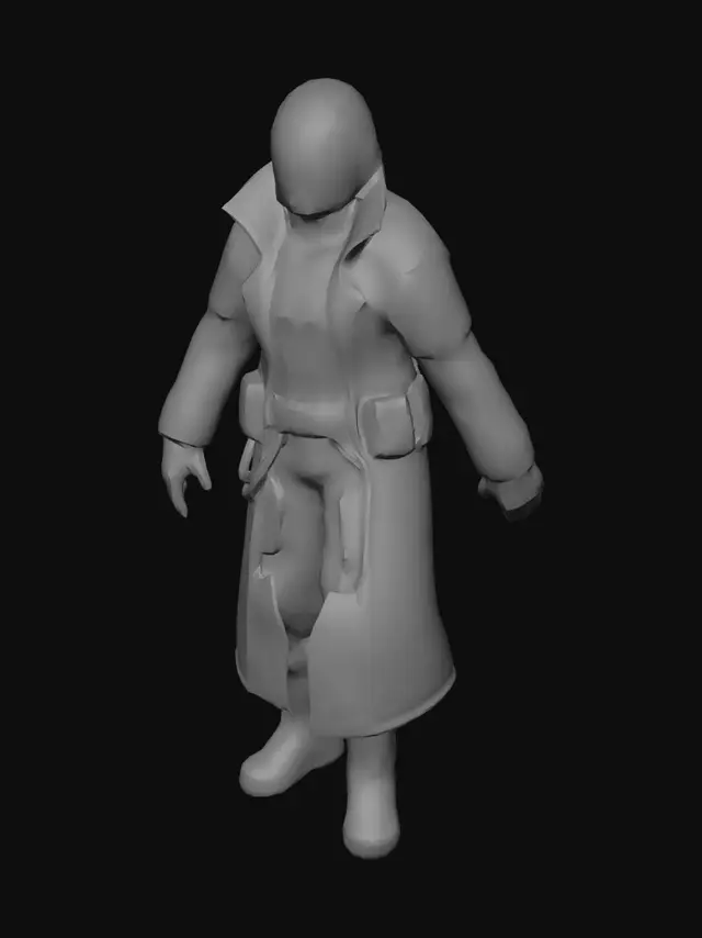 3D model for Create a chibi stylized concept art of a 2D anime character, with a head slightly larger than the rest of the body (slightly chibi), but maintaining a body and limbs with agility for fighting and quick movements. Jane, a cold and lethal female cyberpunk samurai assassin. Limbus Company art style, slightly larger head. Wearing a black reflective vinyl tactical suit with asymmetrical steel zippers. She has silver mirrored lenses implanted directly over her eyes, hiding her emotions. Holding a futuristic monofilament katana that emits a vibrant yellow glow. Dystopian cyberpunk aesthetic. Clean light gray background, full body character design sheet, clear A-pose, flat lighting for 3D modeling reference.