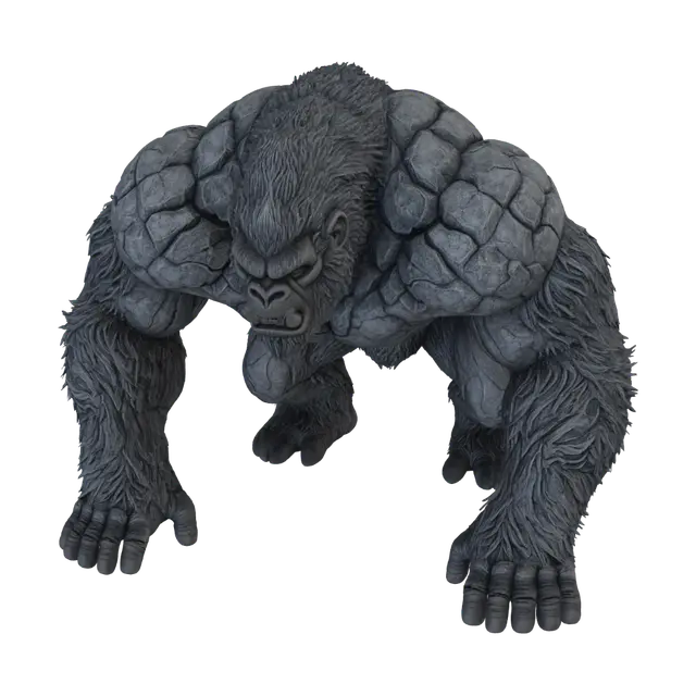 Inferno Gorilla 3D model, vytvořený pomocí AI