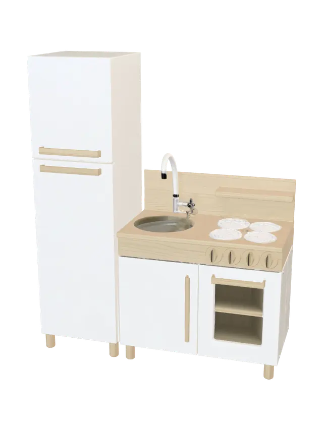 Wooden Play Kitchen 3D model, vytvořený pomocí AI