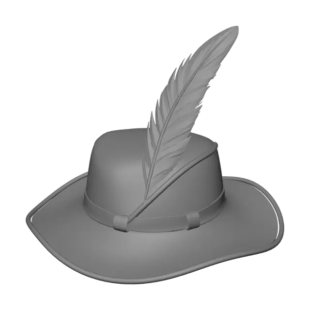 3D model for can you create a musketeer had with a nice lond feather but thick enough for 3D printing? I would like the diameter of the hole of the hat to be 4cm.