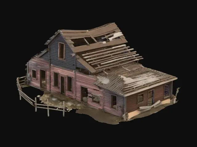 3D model for Abandoned Wooden Farmhouse