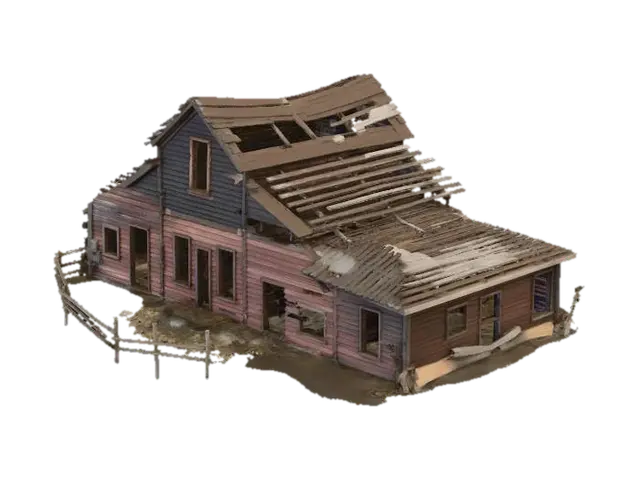 Abandoned Wooden Farmhouse - Deserted 3D model, vytvořený pomocí AI