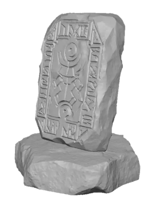 3D model for Arcane sigils and glowing runes mark the surface of this hand carved hand cut obsidian stone tablet of dwarven origin