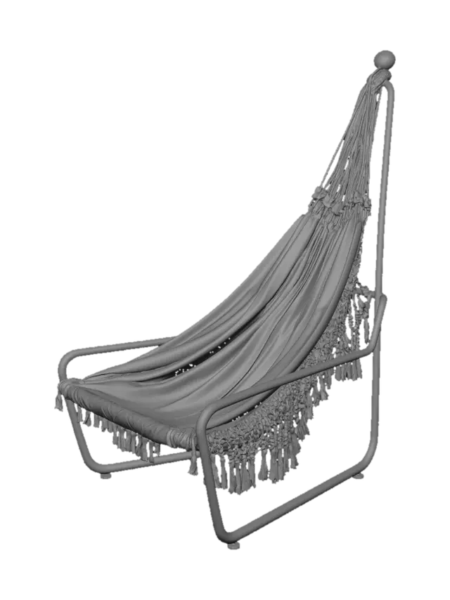 3D model for Macrame hammock chair on a black metal stand
