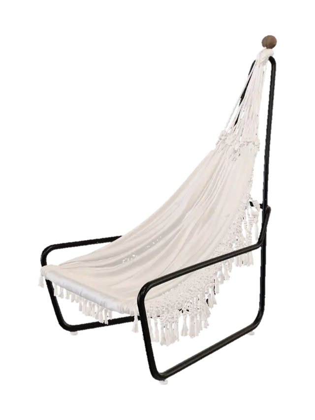3D model for Macrame hammock chair on a black metal stand