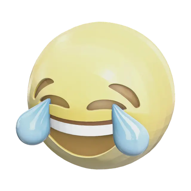 Laugh Cry Emoji 3D model, vytvořený pomocí AI