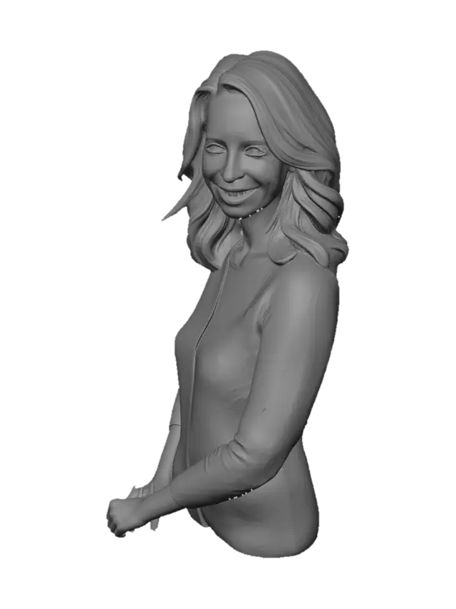 3D model for в центрі композиції ми бачимо жінку, яка, судячи з її одягу, має безпосередній стосунок до морської справи або адміністрації навчального закладу.
жінка середнього віку (приблизно 40–45 років) з приємною, відкритою усмішкою. Вона стоїть у центрі композиції і явно є головним об’єктом фото.
Зовнішність:
Волосся: Світло-руде / русяве з золотистим відтінком, довжиною до плечей, хвилясте. Зачіска природна, волосся трохи розпущене і виглядає доглянуто.
Обличчя: Овальної форми, світла шкіра, м’які риси. Тепла, щира усмішка, видно зуби. Макіяж помірний, природний (підкреслені очі та губи).
Постава: Пряма, впевнена, плечі розправлені. Стоїть вільно, але з почуттям власної гідності.
Постава: стоїть прямо, трохи розслаблено, з легкою усмішкою на обличчі, що створює дружнє враження.