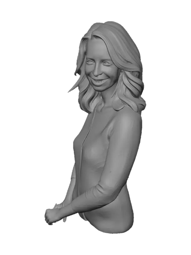 3D model for в центрі композиції ми бачимо жінку, яка, судячи з її одягу, має безпосередній стосунок до морської справи або адміністрації навчального закладу.
жінка середнього віку (приблизно 40–45 років) з приємною, відкритою усмішкою. Вона стоїть у центрі композиції і явно є головним об’єктом фото.
Зовнішність:
Волосся: Світло-руде / русяве з золотистим відтінком, довжиною до плечей, хвилясте. Зачіска природна, волосся трохи розпущене і виглядає доглянуто.
Обличчя: Овальної форми, світла шкіра, м’які риси. Тепла, щира усмішка, видно зуби. Макіяж помірний, природний (підкреслені очі та губи).
Постава: Пряма, впевнена, плечі розправлені. Стоїть вільно, але з почуттям власної гідності.
Постава: стоїть прямо, трохи розслаблено, з легкою усмішкою на обличчі, що створює дружнє враження.