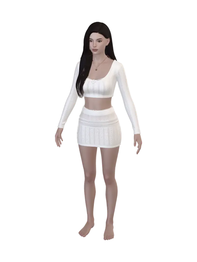 3D model for Ivory Lace Co-Ord Set