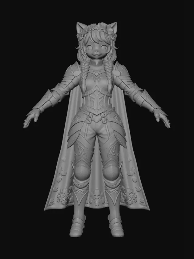 3D model for Flower-Crowned Cat Knight