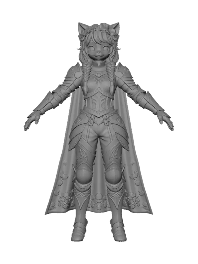 3D model for Flower-Crowned Cat Knight