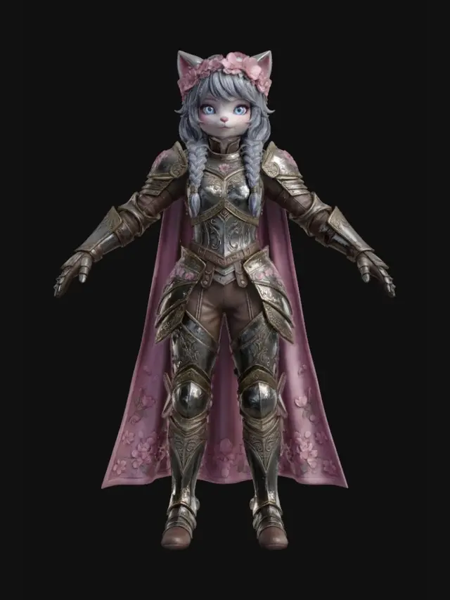3D model for Flower-Crowned Cat Knight