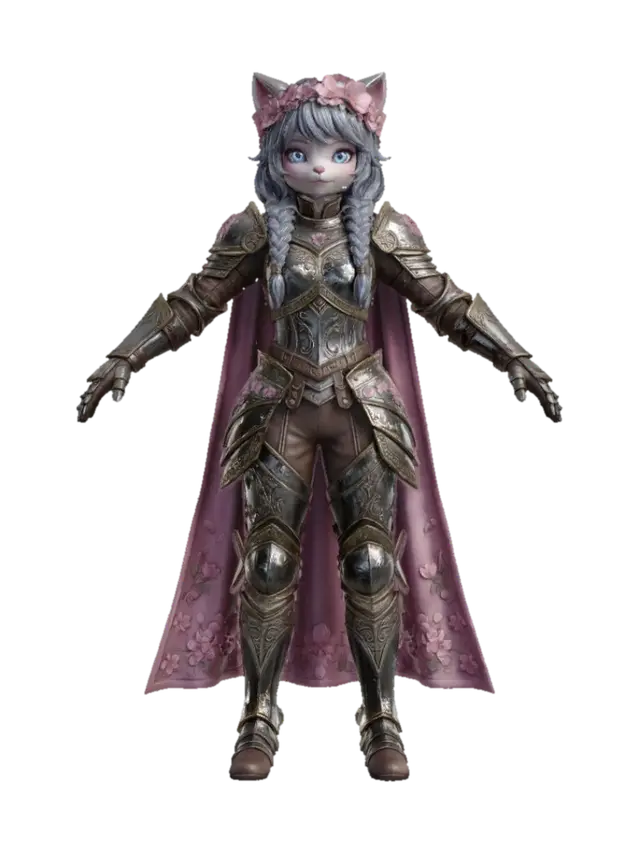 3D model for Flower-Crowned Cat Knight