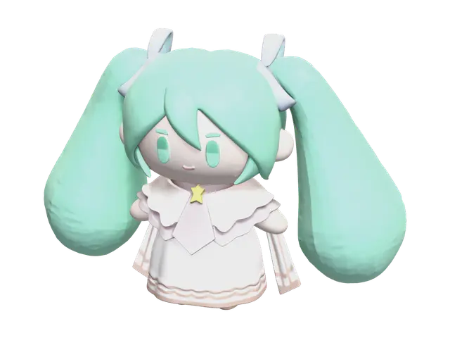 Miku Chibi - Vocaloid 3D model, vytvořený pomocí AI