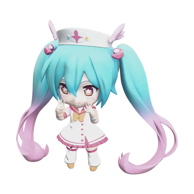 Realistic Miku Chibi - Hatsunemiku 3D model, vytvořený pomocí AI