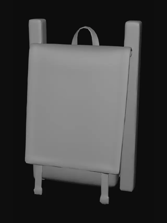 3D model for Leather-Trimmed Olive-Green Cushion on Rustic Wooden Frame