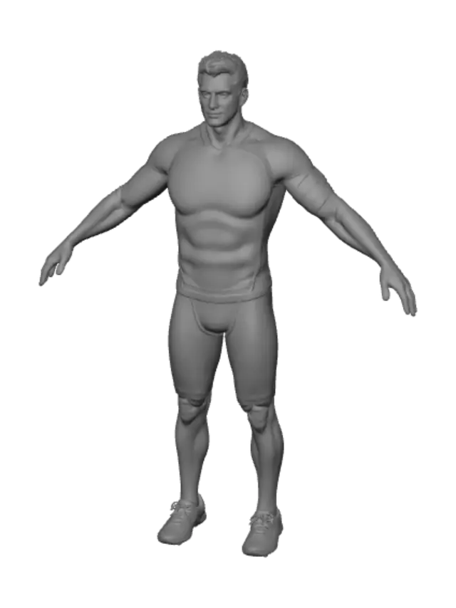 3D model for T-Pose in Gray Athletic Wear
