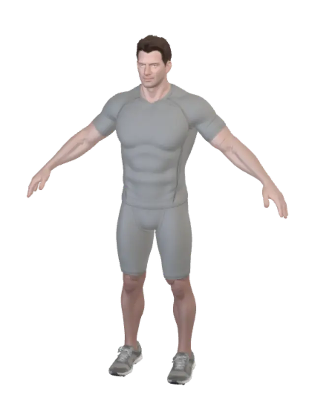 3D model for T-Pose in Gray Athletic Wear