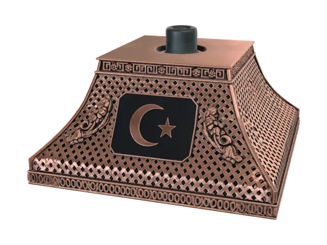 3D model for bakır davlumbaz büyük üstünde türk bayrağı işlemesi var