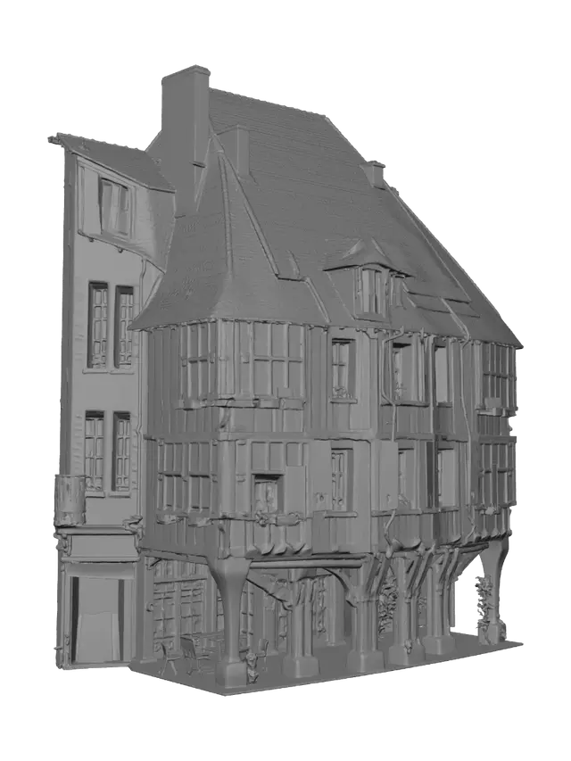 3D model for Timber-Framed Creperie on a Cobblestone Street