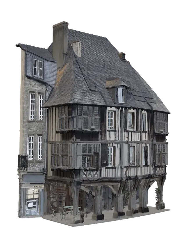 3D model for Timber-Framed Creperie on a Cobblestone Street