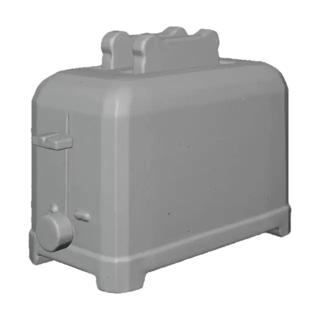 3D model for toaster with chrome sides and a slice of bread