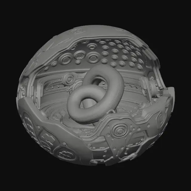 3D model for #EasterEgg2026#, L'Ovomorphe , Œuf d'Alien, est une capsule en forme de vulve contenant un Facehugger, Création de l'artiste Hans Ruedi Giger, style biomécanique.