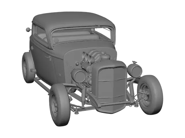 3D model for Red Hot Rod with a Supercharged Engine