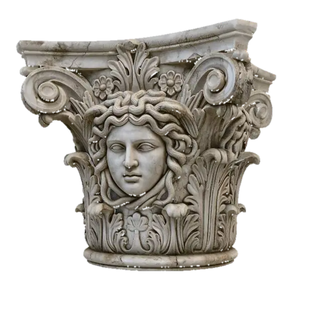 medusa corintian capital - Fluted 3D model, vytvořený pomocí AI