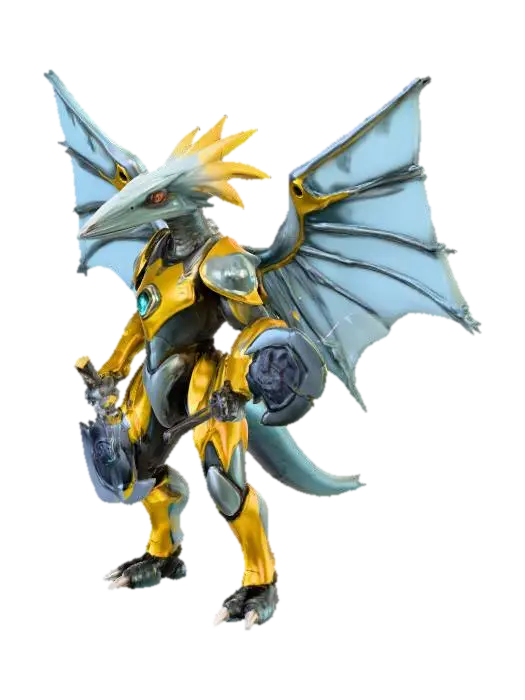 A sleek and aerodynamic anthropomorphic Nyctosaurus Skyrider, a lean, muscular bipedal… - Axes 3D model, vytvořený pomocí AI