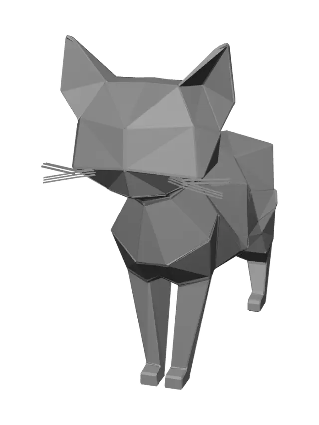3D model for Create ONE stylized low-poly 3D game asset for an indie adventure game.

Style: modern handcrafted low poly like A Short Hike and Alba. Clean geometric shapes, smooth silhouettes, matte finish, simple but expressive.

Materials: flat colors only. No gradients, no baked lighting, no painted shadows. Separate materials by logical parts (wood, leaves, stone, metal, fabric, glass) for easy replacement in Unity.

Game-ready, optimized mesh, clean topology, centered pivot, real-world scale, no animation, no environment.

Generate: Cat

Cute stylized animal with simplified anatomy and expressive silhouette.
