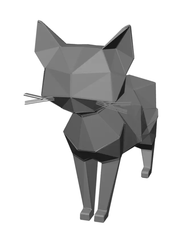 3D model for Create ONE stylized low-poly 3D game asset for an indie adventure game.

Style: modern handcrafted low poly like A Short Hike and Alba. Clean geometric shapes, smooth silhouettes, matte finish, simple but expressive.

Materials: flat colors only. No gradients, no baked lighting, no painted shadows. Separate materials by logical parts (wood, leaves, stone, metal, fabric, glass) for easy replacement in Unity.

Game-ready, optimized mesh, clean topology, centered pivot, real-world scale, no animation, no environment.

Generate: Cat

Cute stylized animal with simplified anatomy and expressive silhouette.