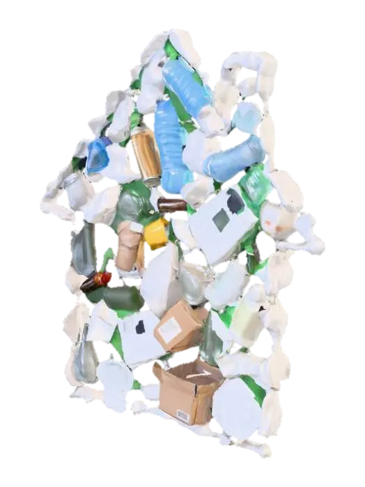 Recycling House - Ecofriendly 3D model, vytvořený pomocí AI