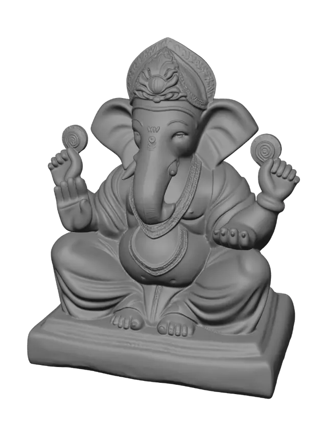 3D model for Ganesh Idol Amid Green Leaves
