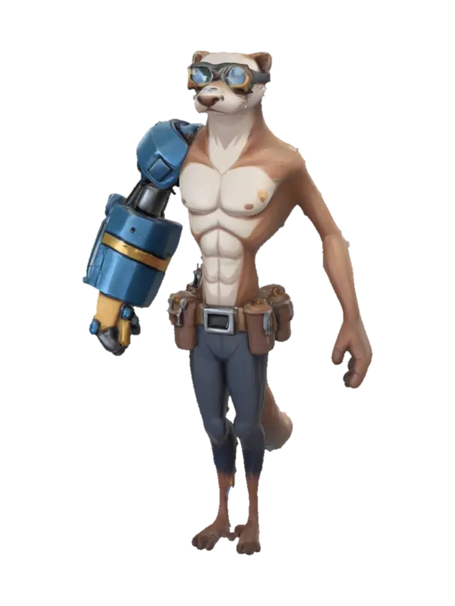 Neon Gear Ferret 3D model, vytvořený pomocí AI