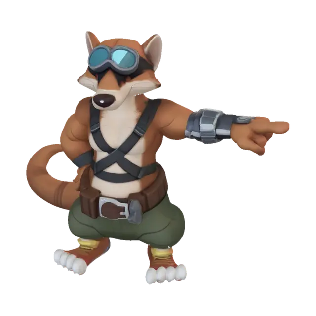 : Cute anthropomorphic ferret character standing upright on two legs, T-pose, bold… 3D model, vytvořený pomocí AI