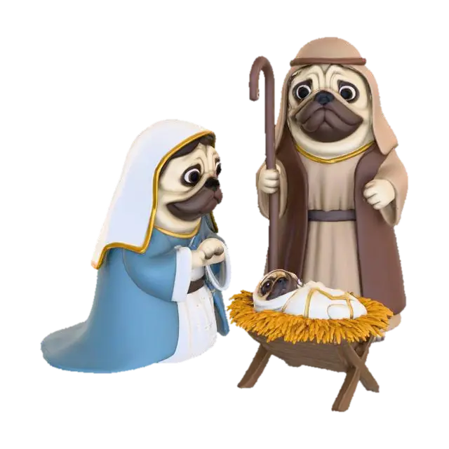 Pug Nativity Scene, #Christmas2025# - Joseph 3D model, vytvořený pomocí AI
