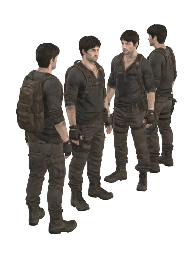 Survival character - Gasmask 3D model, vytvořený pomocí AI
