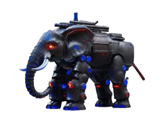 MECHA-ELEPHAR - Gunmetal 3D model, vytvořený pomocí AI