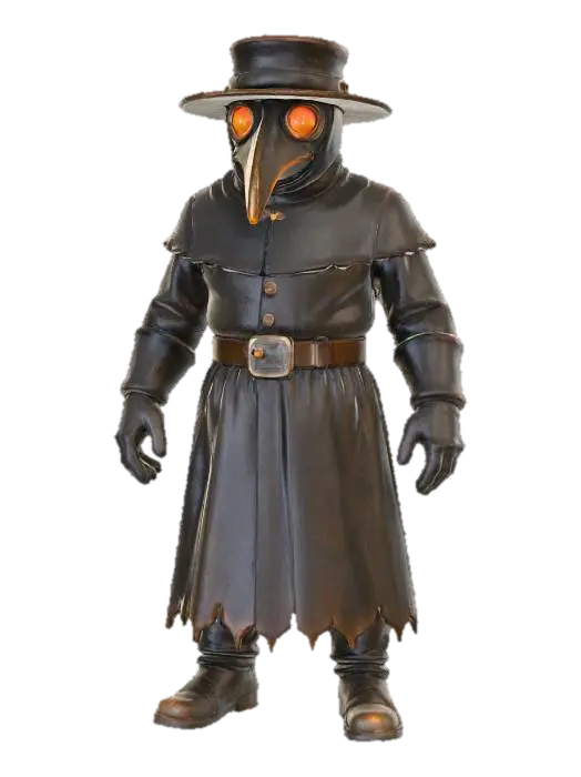 Plague Doctor 3D model, vytvořený pomocí AI