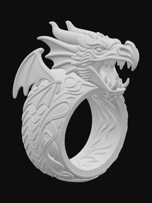 3D model for Fantasy dragon-inspired highly detailed and powerful. Circular band