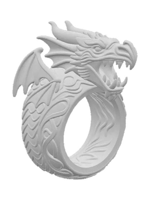 3D model for Fantasy dragon-inspired  highly detailed and powerful. Circular band