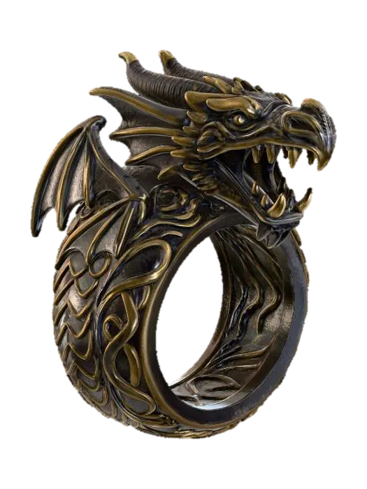 3D model for Fantasy dragon-inspired  highly detailed and powerful. Circular band