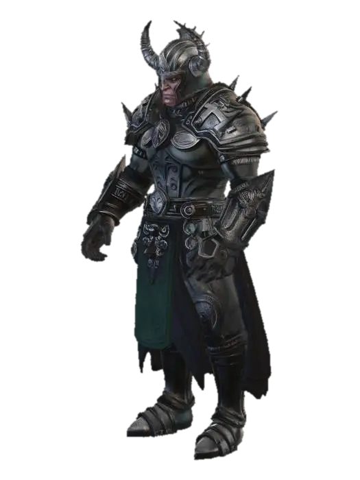 3D model for T-POSE humanoid, arms straight out horizontally to the sides, legs together pointing straight down, head upright, facing forward, symmetric. Adult male orc knight, muscular orc male body, broad shoulders, thick limbs, green skin visible at neck and wrist gaps, intimidating build. Wearing full steel plate knight armor — fully closed great-helm with visor locked shut, head and face completely hidden (no face, eyes, mouth, or skin visible, solid metal faceplate), breastplate, pauldrons, gauntlets, greaves, sabatons, and a cloth tabard. Weathered steel with subtle ornamentation. Strict T-pose only. Plain flat background, no base, no pedestal, no floor, game-ready 3D model. no cloak
