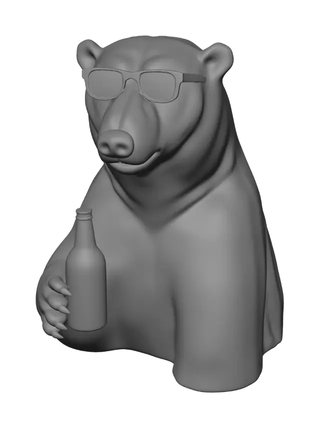 3D model for Sunglassed Polar Bear with Bottle