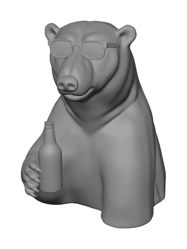 3D model for Sunglassed Polar Bear with Bottle