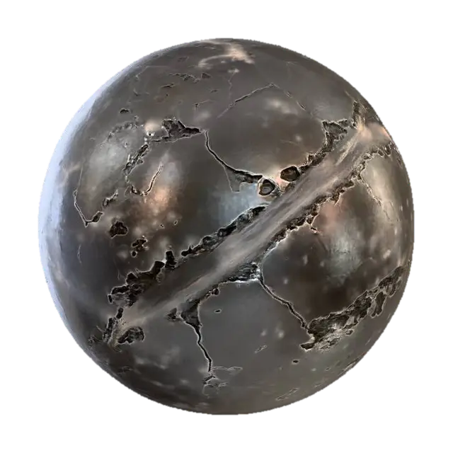 Metallic Planet - Orbital 3D model, vytvořený pomocí AI
