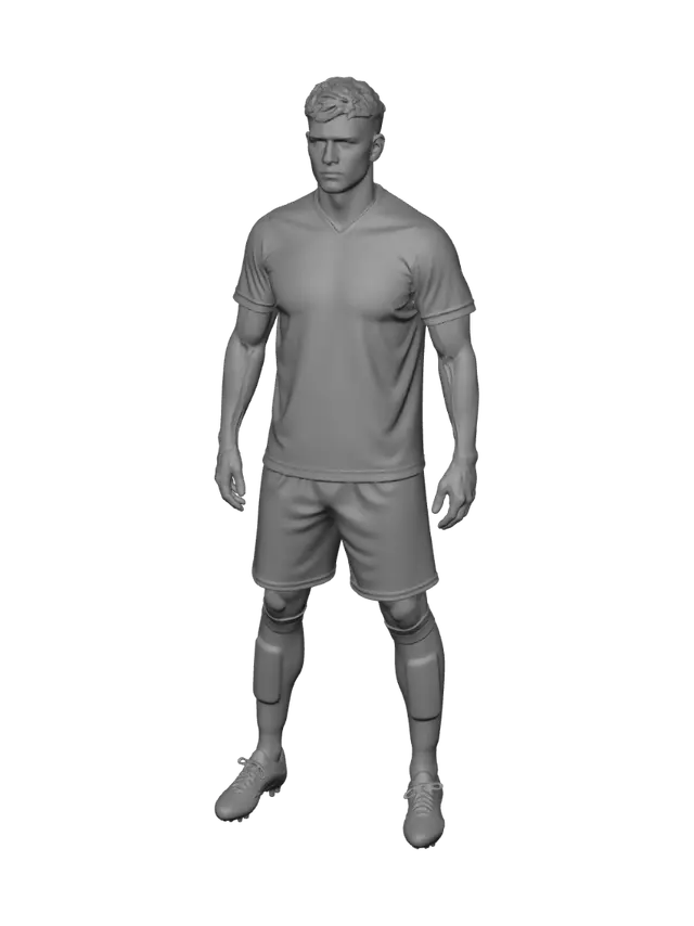 3D model for Black and White Striped Footballer Portrait